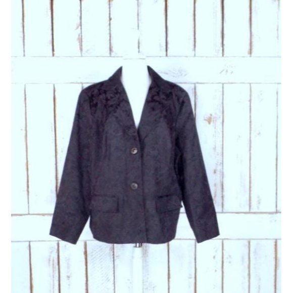 90s vintage dark brown brocade floral tapestry blazer/brown tapestry jacket - Picture 1 of 6